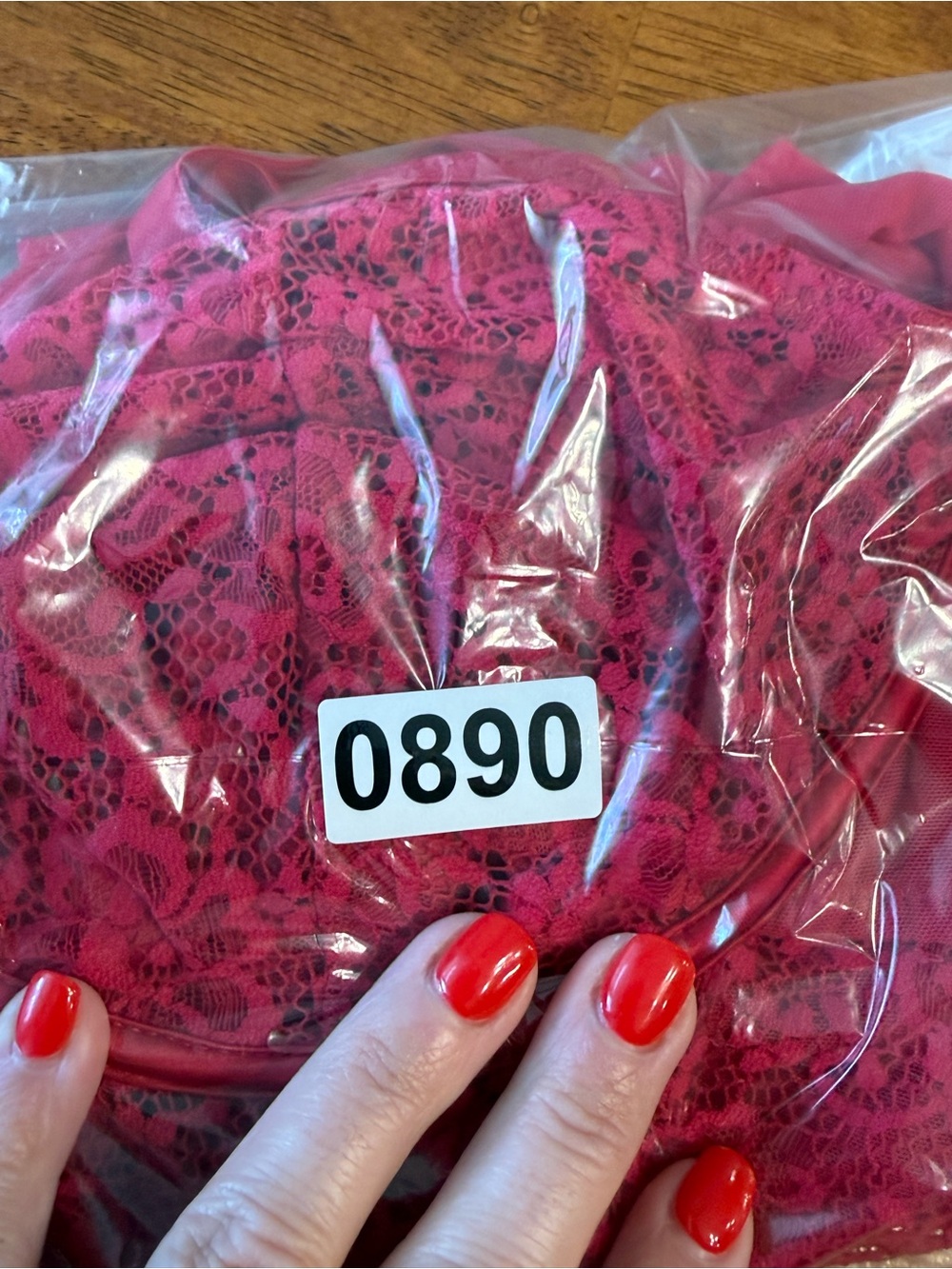 Adore Me Babydoll Lingerie Top Plus Size 3X Red Hot Pink Sheer Mesh Lace Cutout - Picture 12 of 12